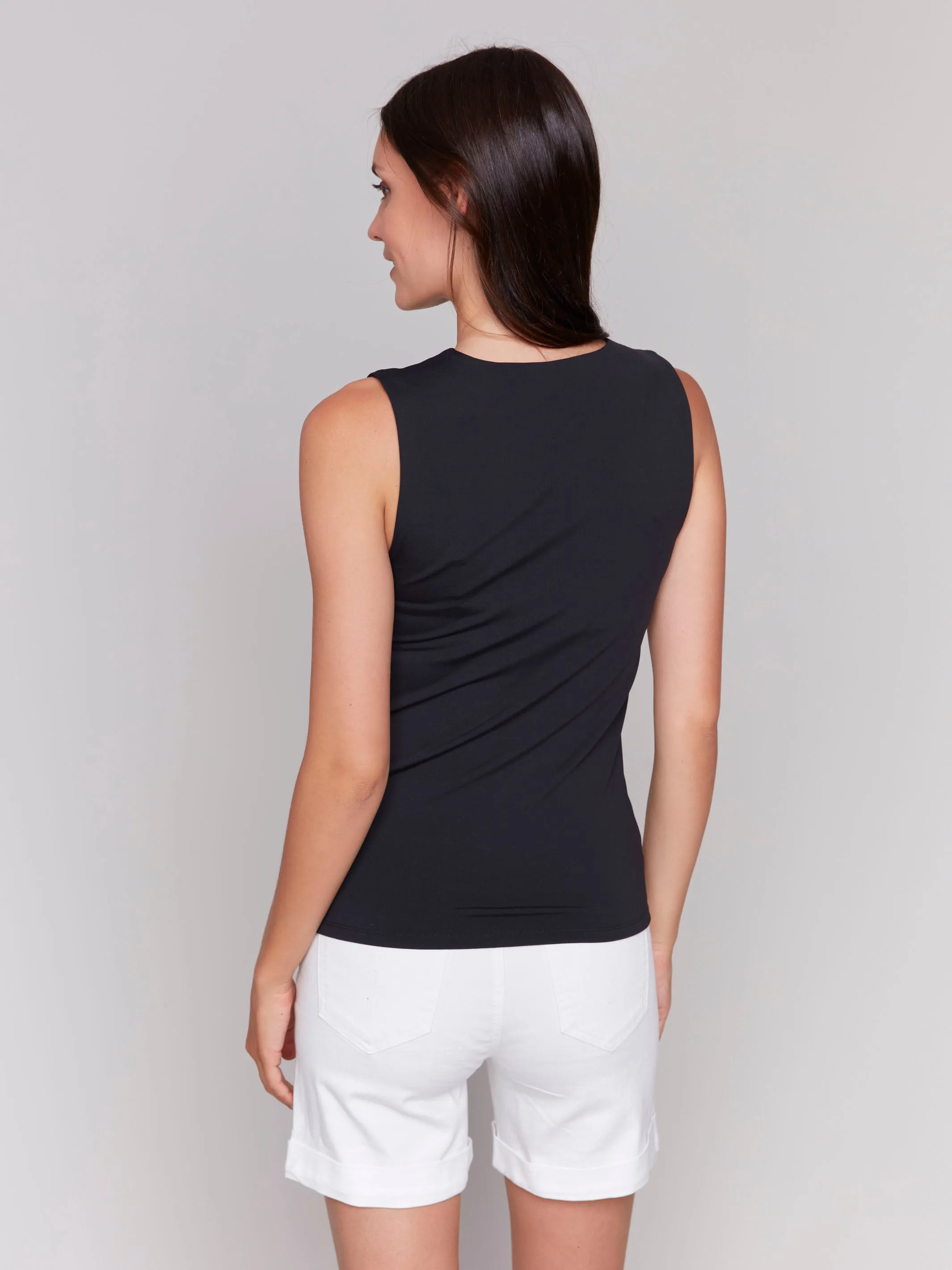 Sleeveless Super Stretch Top - Black Comfortable Design