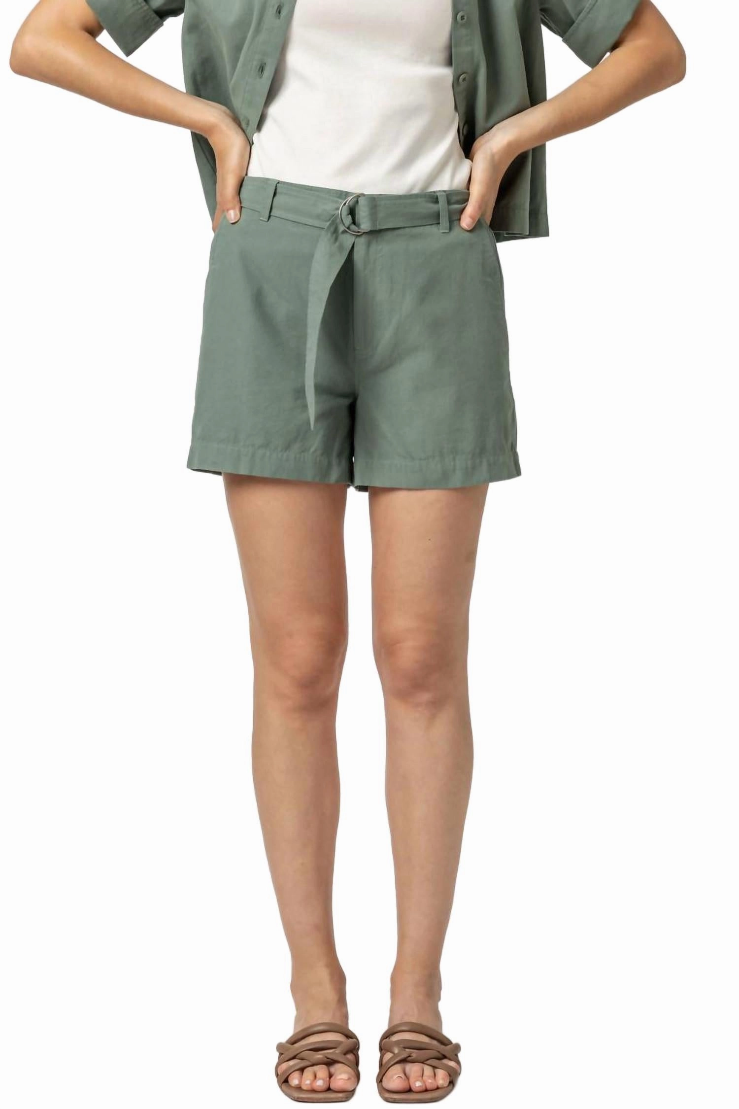 yoga clothes Belted Canvas Shorts In Seagrass