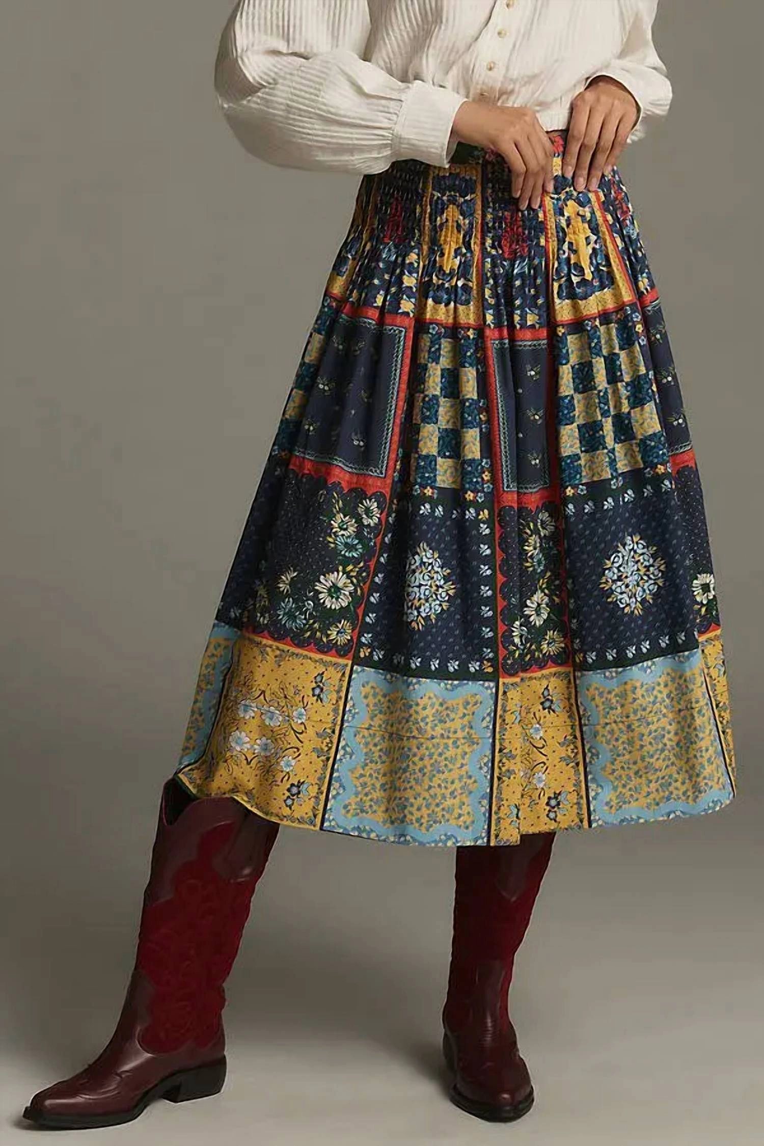 Washable fabric Fallon Skirt In Langford Patchwork