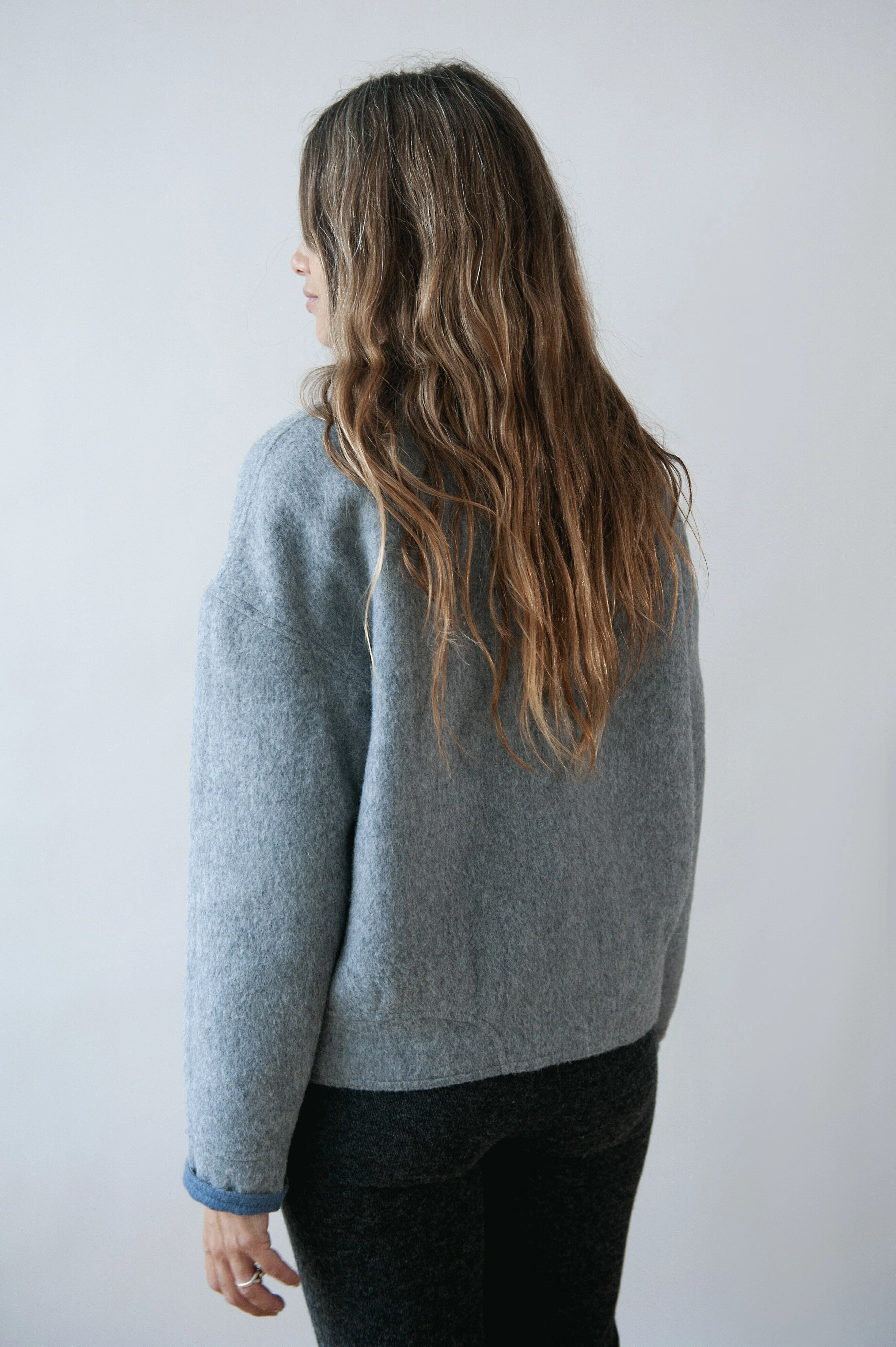 Eleanor Reversible Jacket Light Grey - Dolphin Blue AdjustableHood Reinforced Zippers