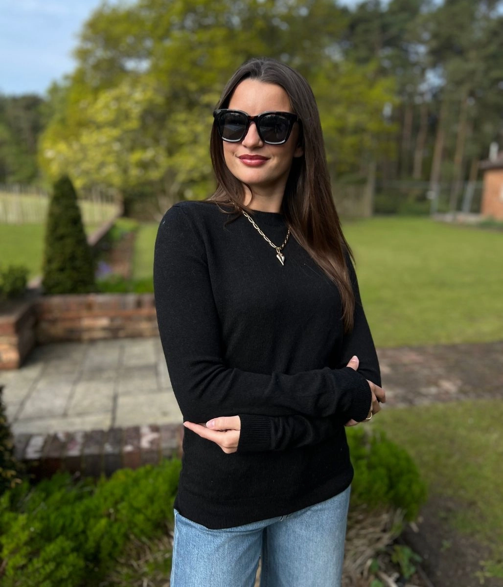 Sleek Comfort Fit Black Recycled Blend Jumper