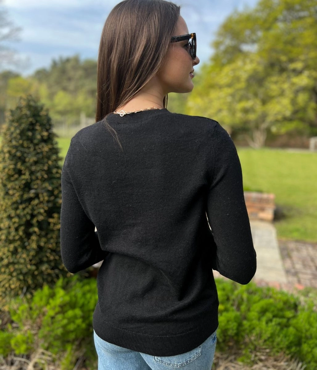 Knitted Design Black Recycled Blend Jumper