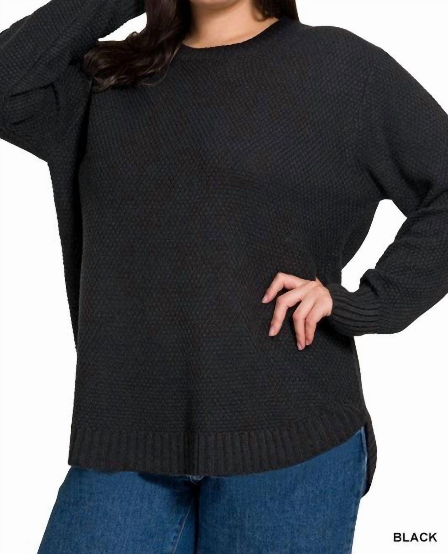 Stylish Wear Brooklyn Round Neck Sweater Plus In Black