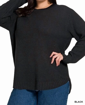 Stylish Wear Brooklyn Round Neck Sweater Plus In Black