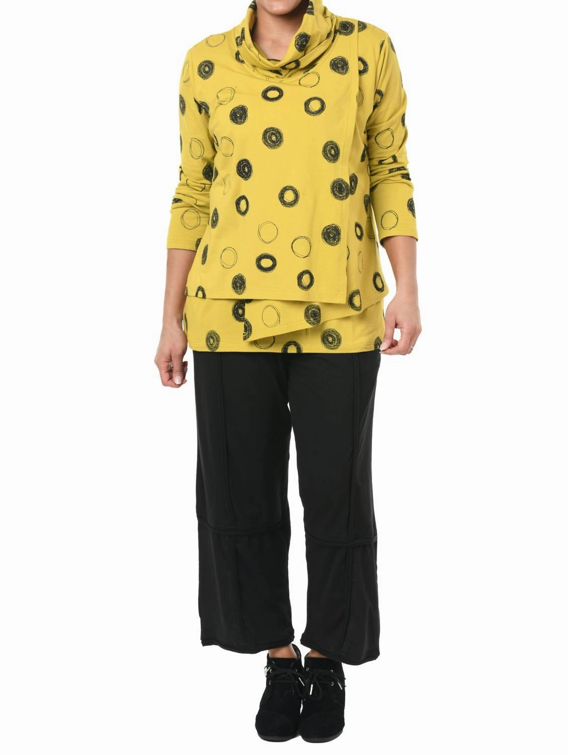 Bristol Top In Moss Crazy Circles Comfy Vibes Warm and Cozy