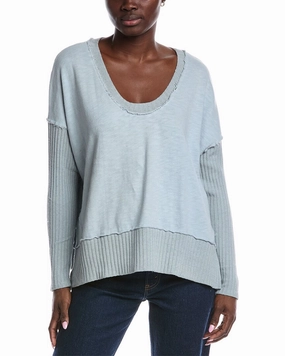 Project Social T Quinn Mixed Fabric Oversized Pullover Effortless Style Cozy Knit Style