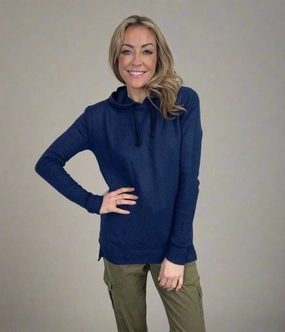 Flexible Comfort Navy Fine Knit Hooded Jumper