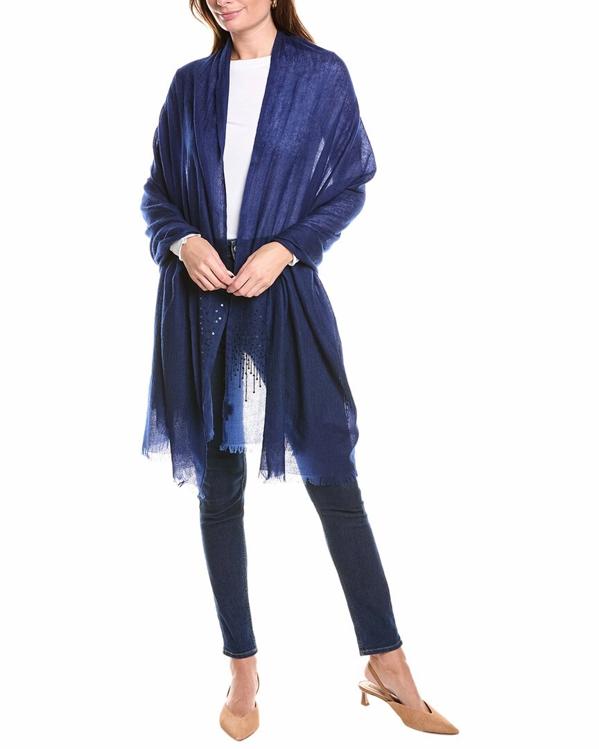 sofiacashmere Sequin Cashmere Wrap, Blue Soft Knit Wear