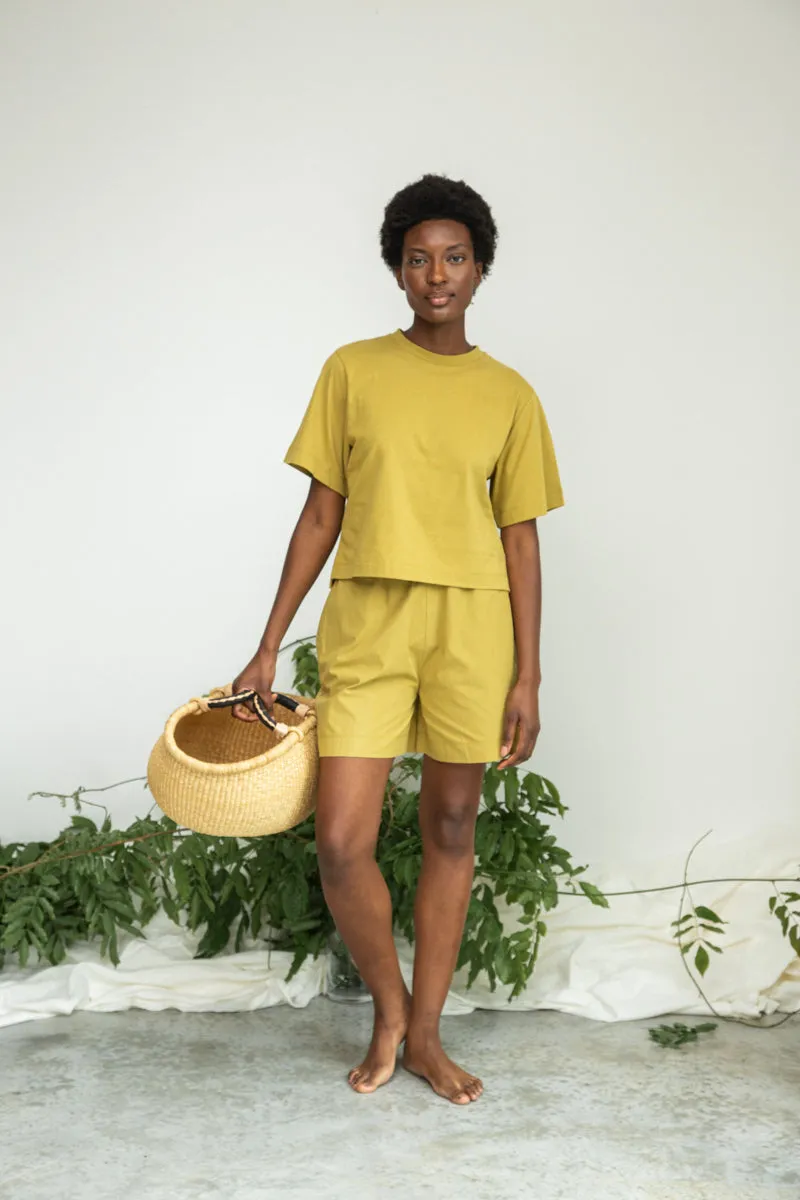 Anti Static Finish Gilma-Jane Organic Cotton Short in Bright Olive