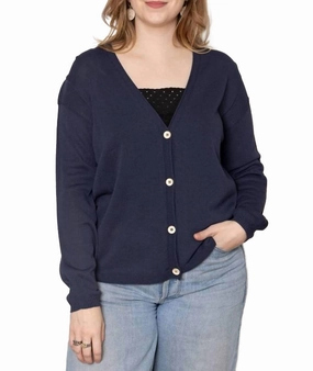 Classic Long Sleeves Cardigan In True Blue Soft Layering Comfy Vibes