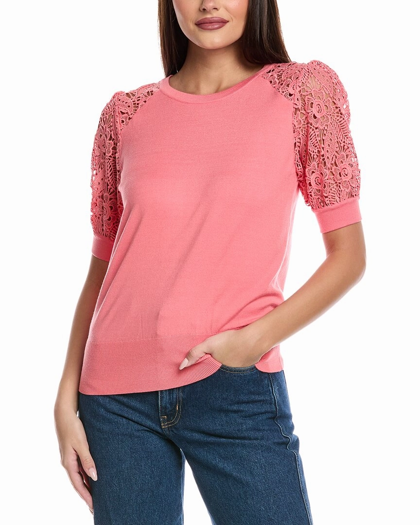 Warm And Comfortable Elie Tahari Felicity Crochet Sweater