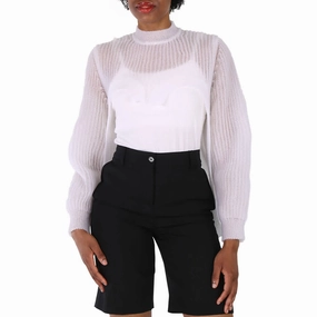 Cozy Wearable Burberry Ladies Optic White Cut-Out front Knit Sweater