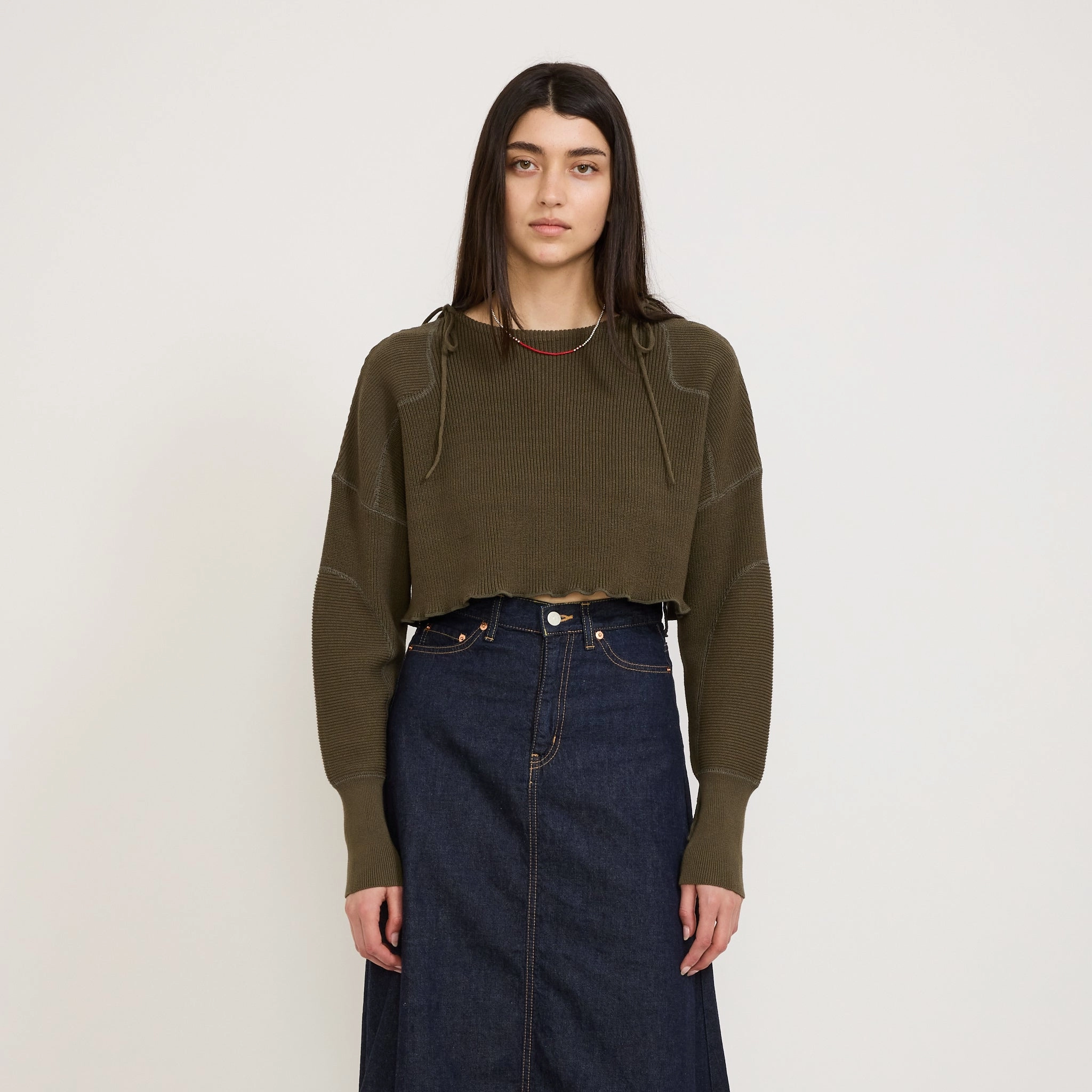 Military Short Pullover Olive Cold Day Fashion