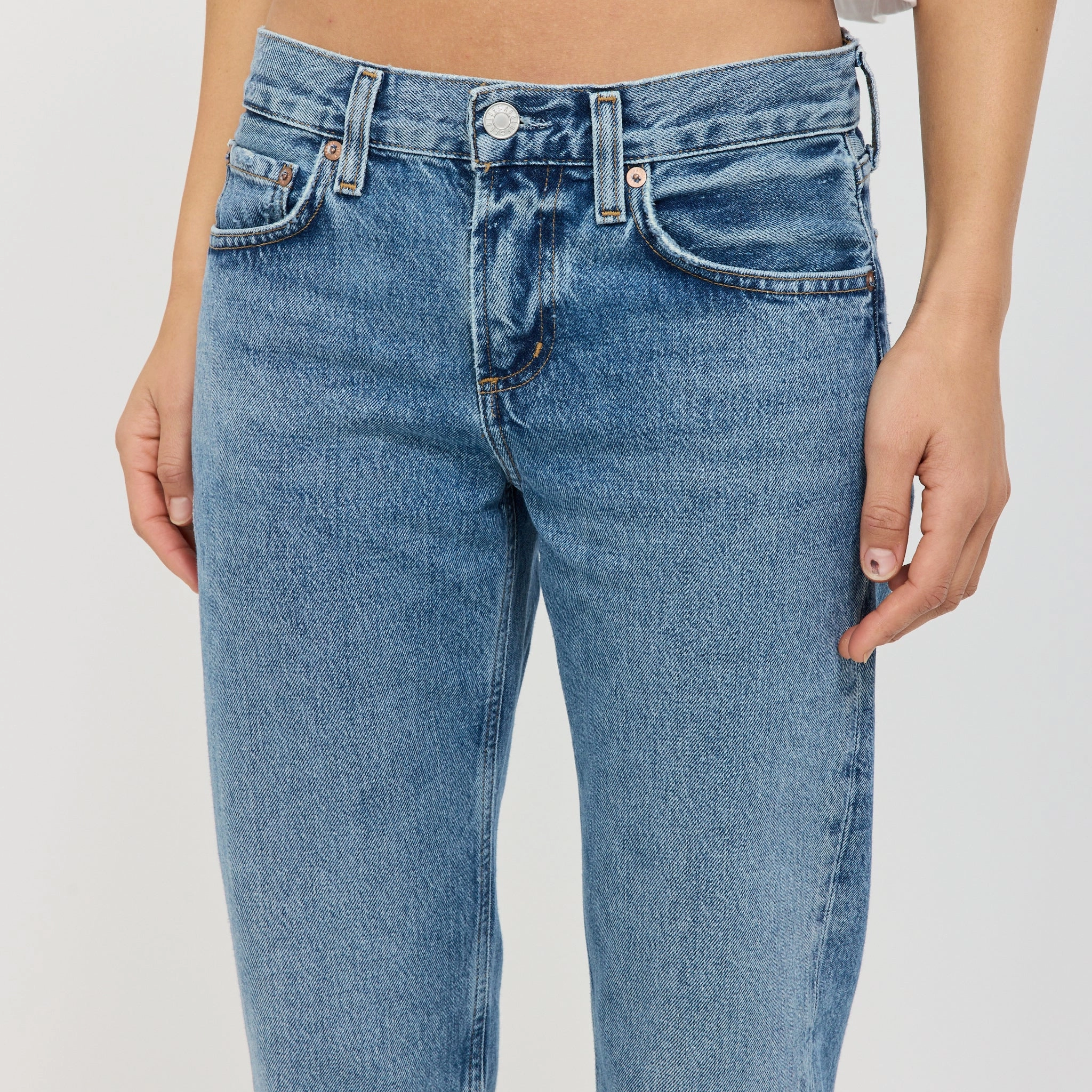 Low Rise Slim Downtown Acid Wash Effect