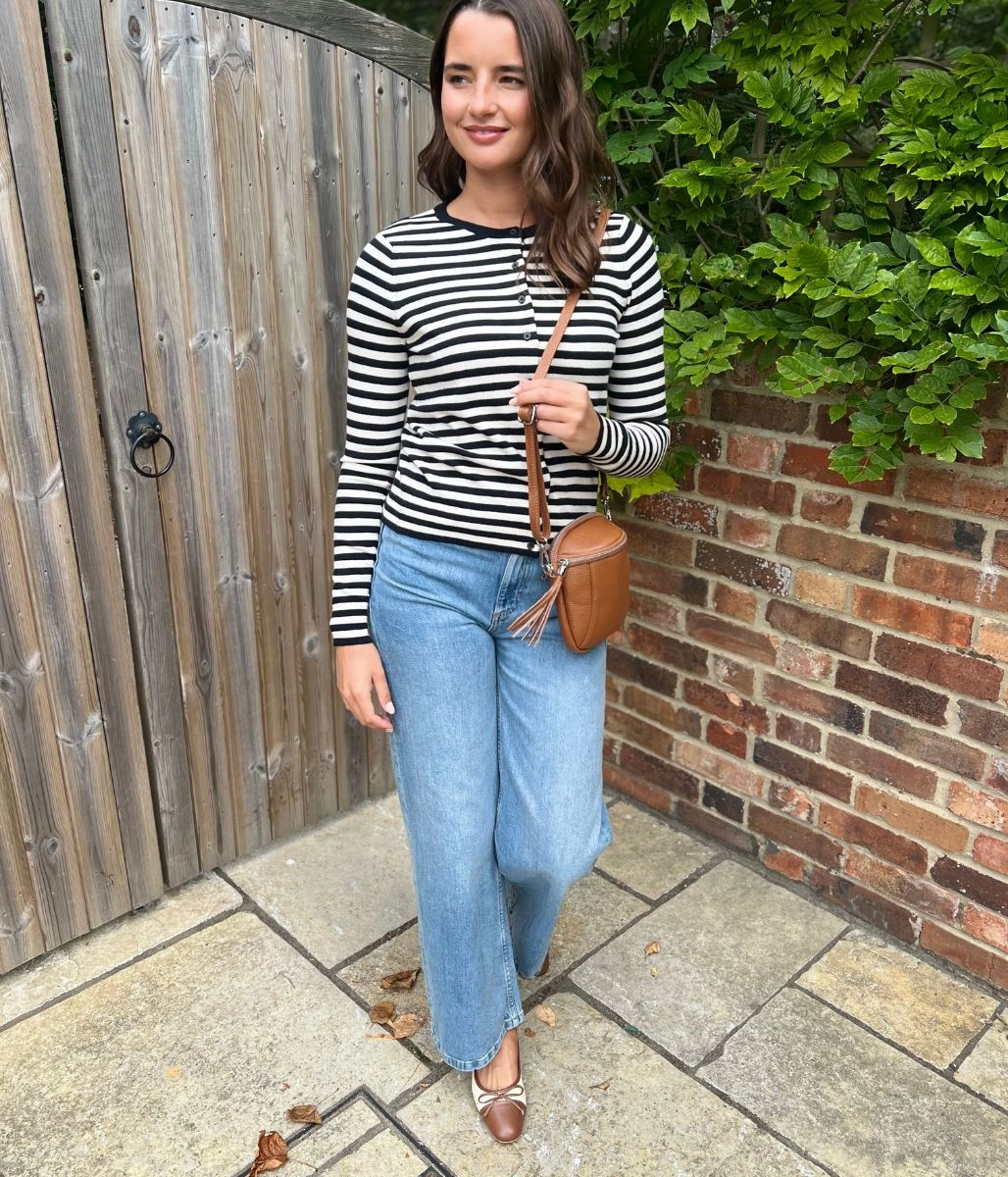 Black & White Striped Classic Cardigan Effortless Wear