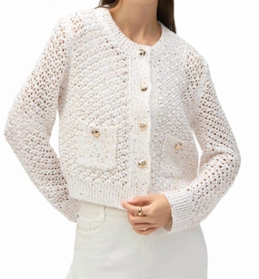 Comfortable apparel Open Knit Cardigan In Vanilla/gold