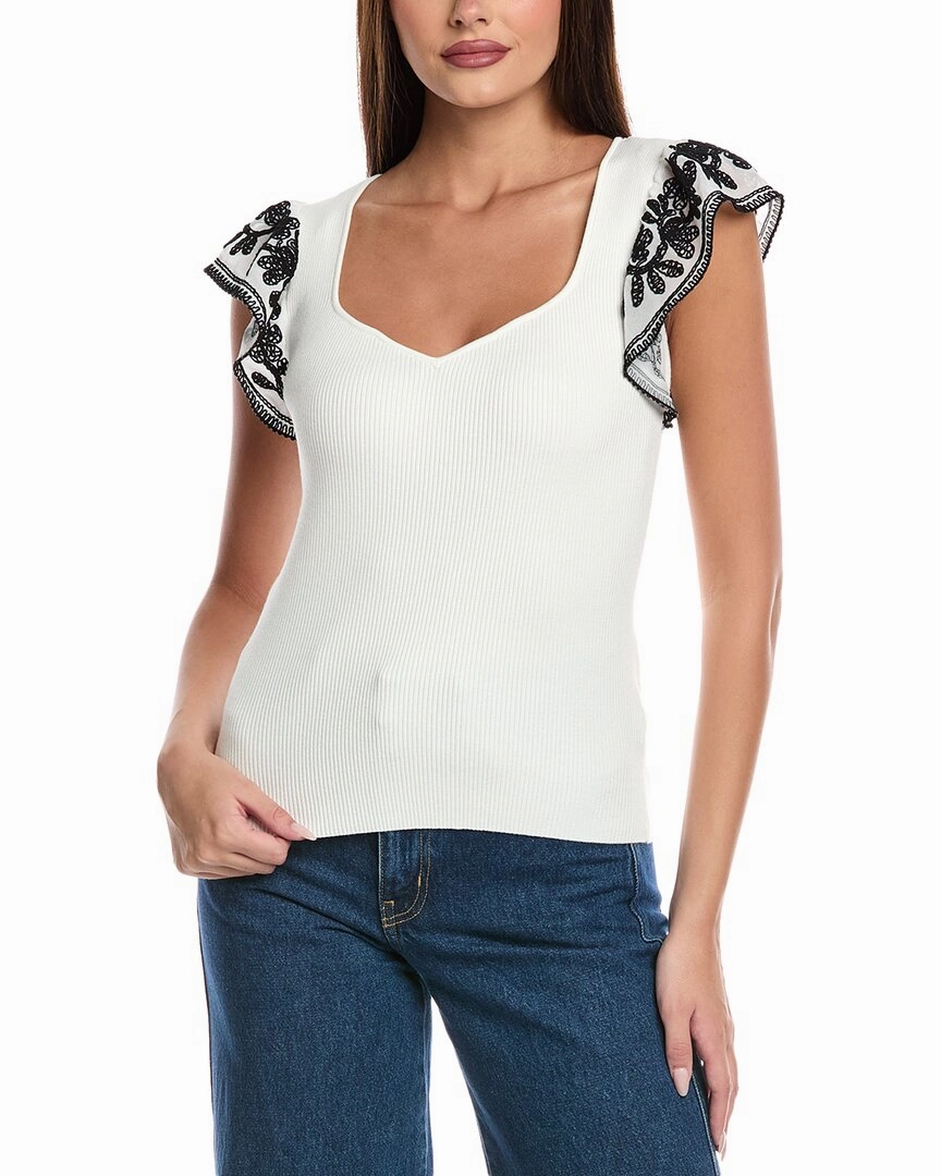 Comfy Must-Have Versatile Styling Elie Tahari Emily Embroidered Top