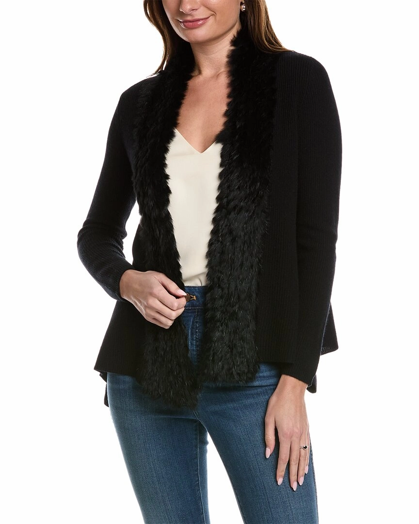 InCashmere Fuzzy Wool & Cashmere-Blend Cardigan Modern Turtleneck Style