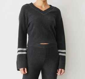 Cozy Touch Simple Comfort Plush Stripe Sweater In Faded Black