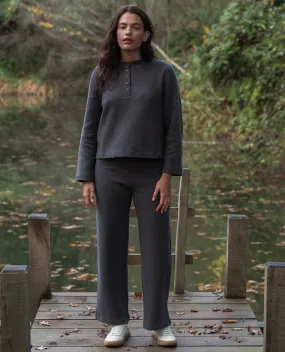 Structured fabric Sorrel Organic Cotton Waffle Trouser in Slate