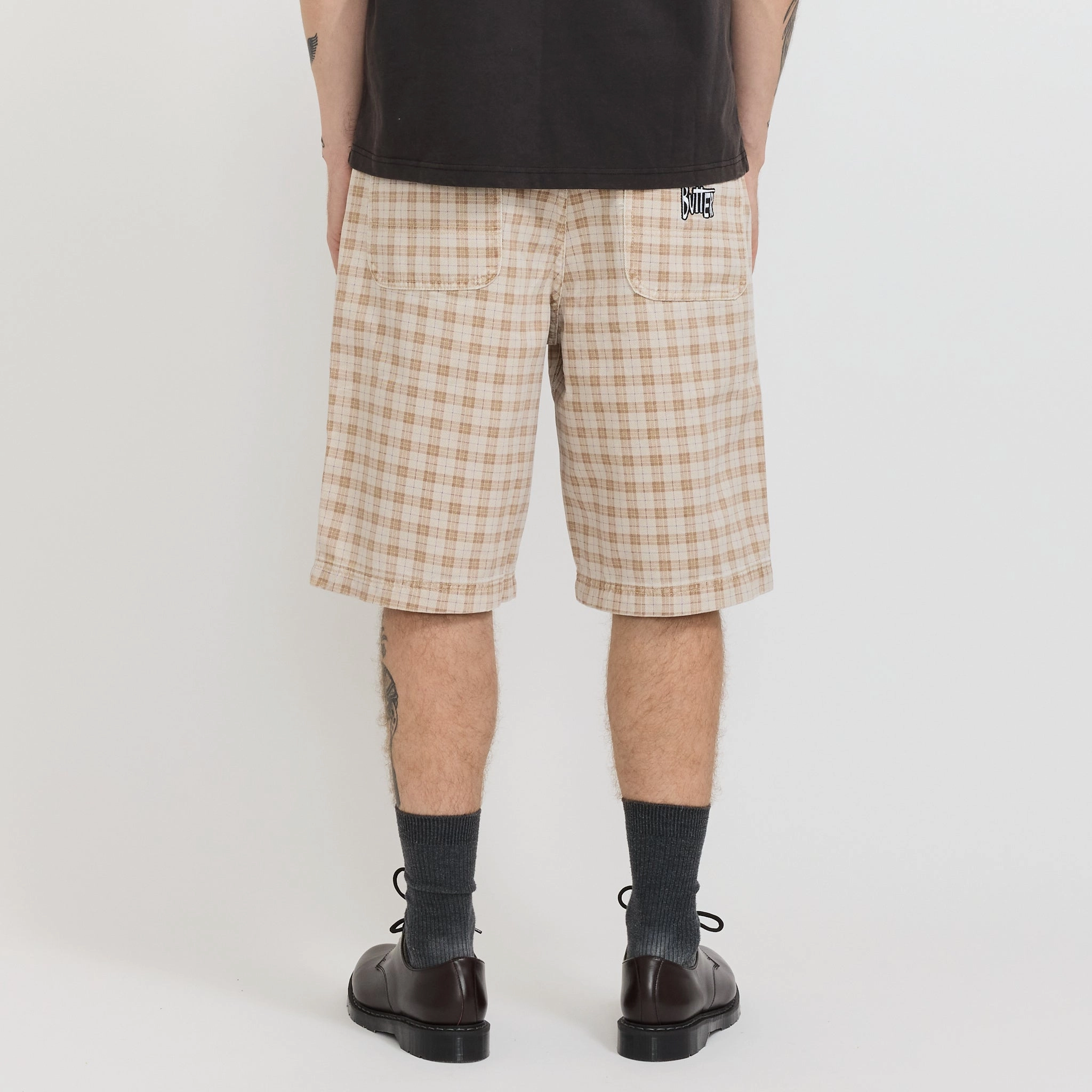 Spike Work Shorts Sandstone Plaid Summer Wardrobe relaxed shape