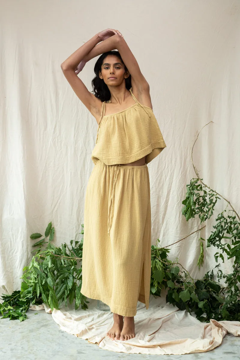 Macy Organic Cotton Skirt in Straw All Day Wear Flexible Design