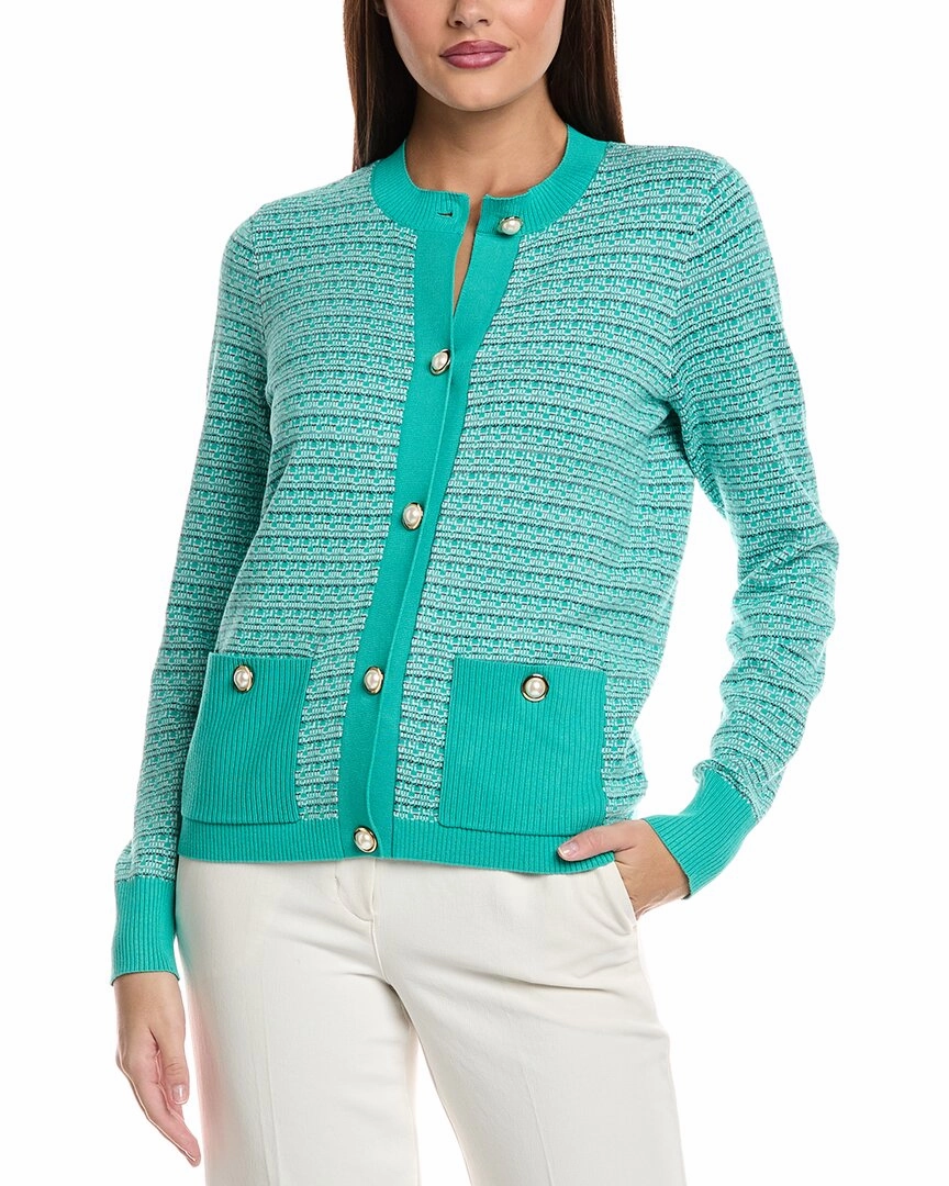 St. John Jacquard Knit Cardigan Hypoallergenic Lining Smart Look