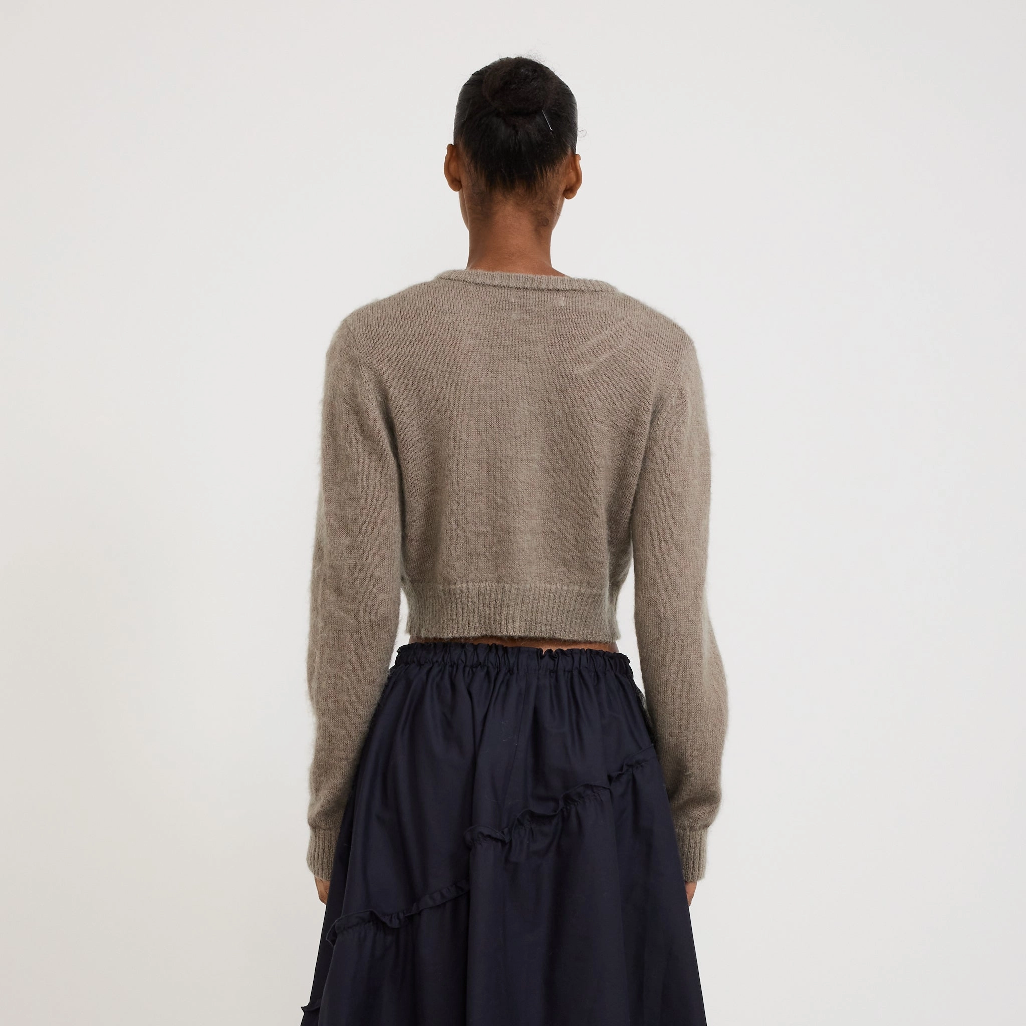 Quick Knit Fluffy Mohair Cardigan Mushroom