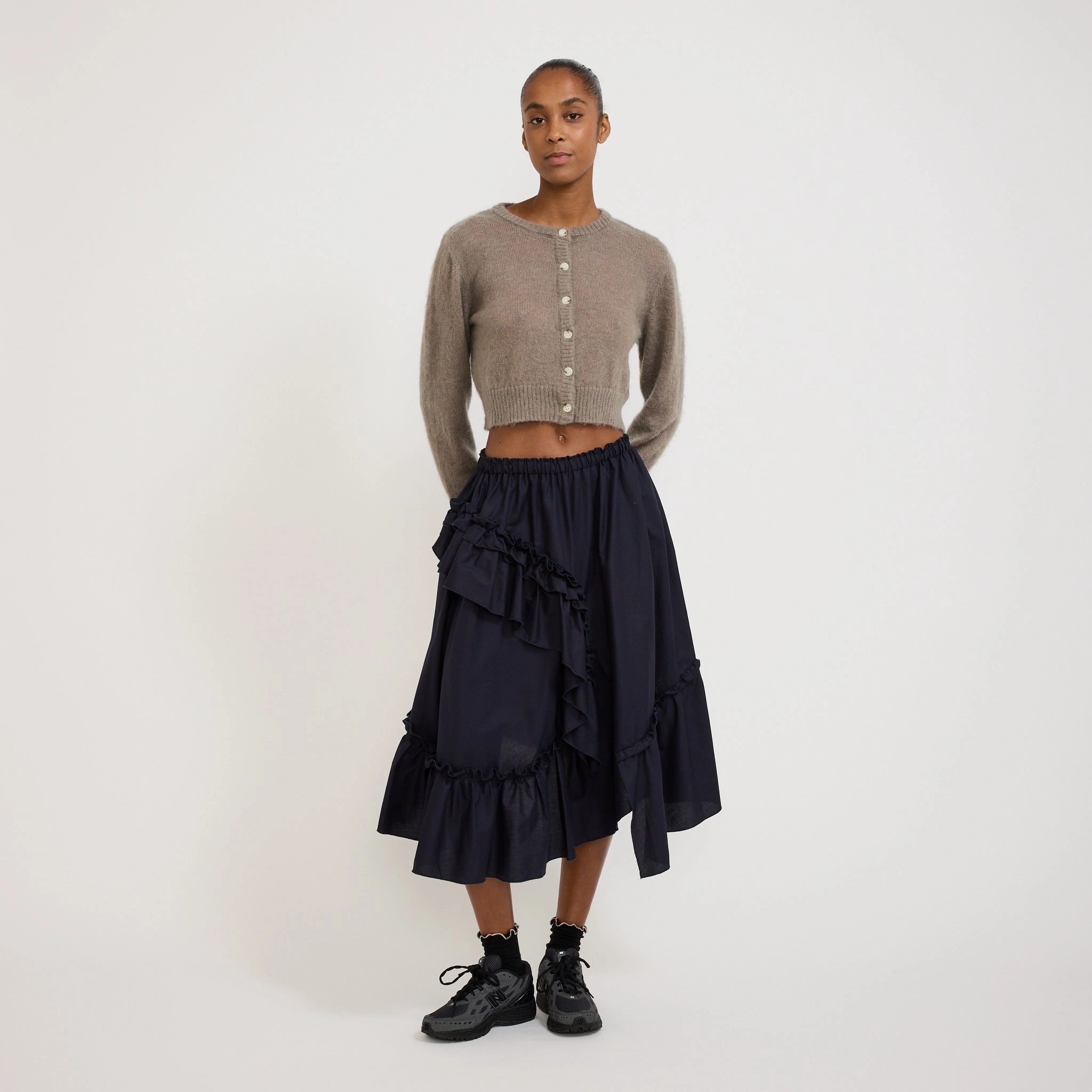 Chilly Day Style Smart Look Fluffy Mohair Cardigan Mushroom