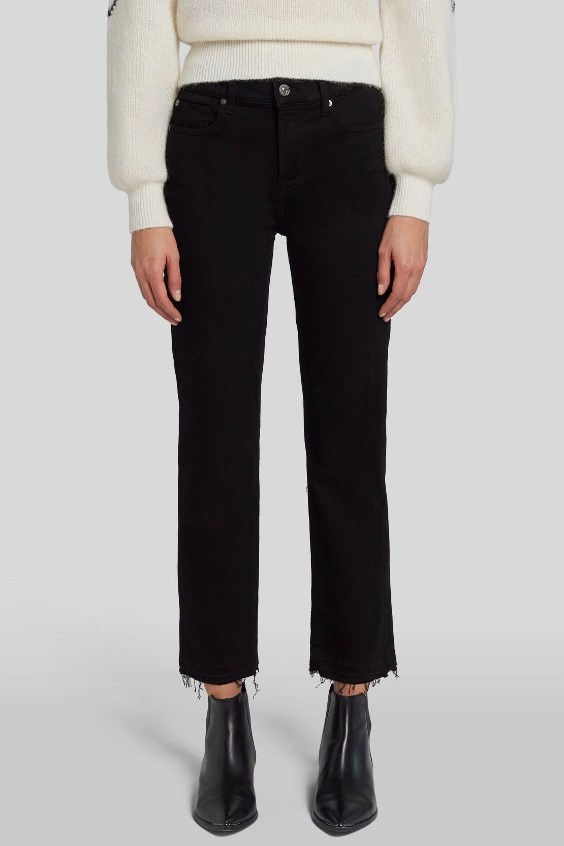 The Straight Crop Soho Night Jeans With Released Hem - Black Daily Mix