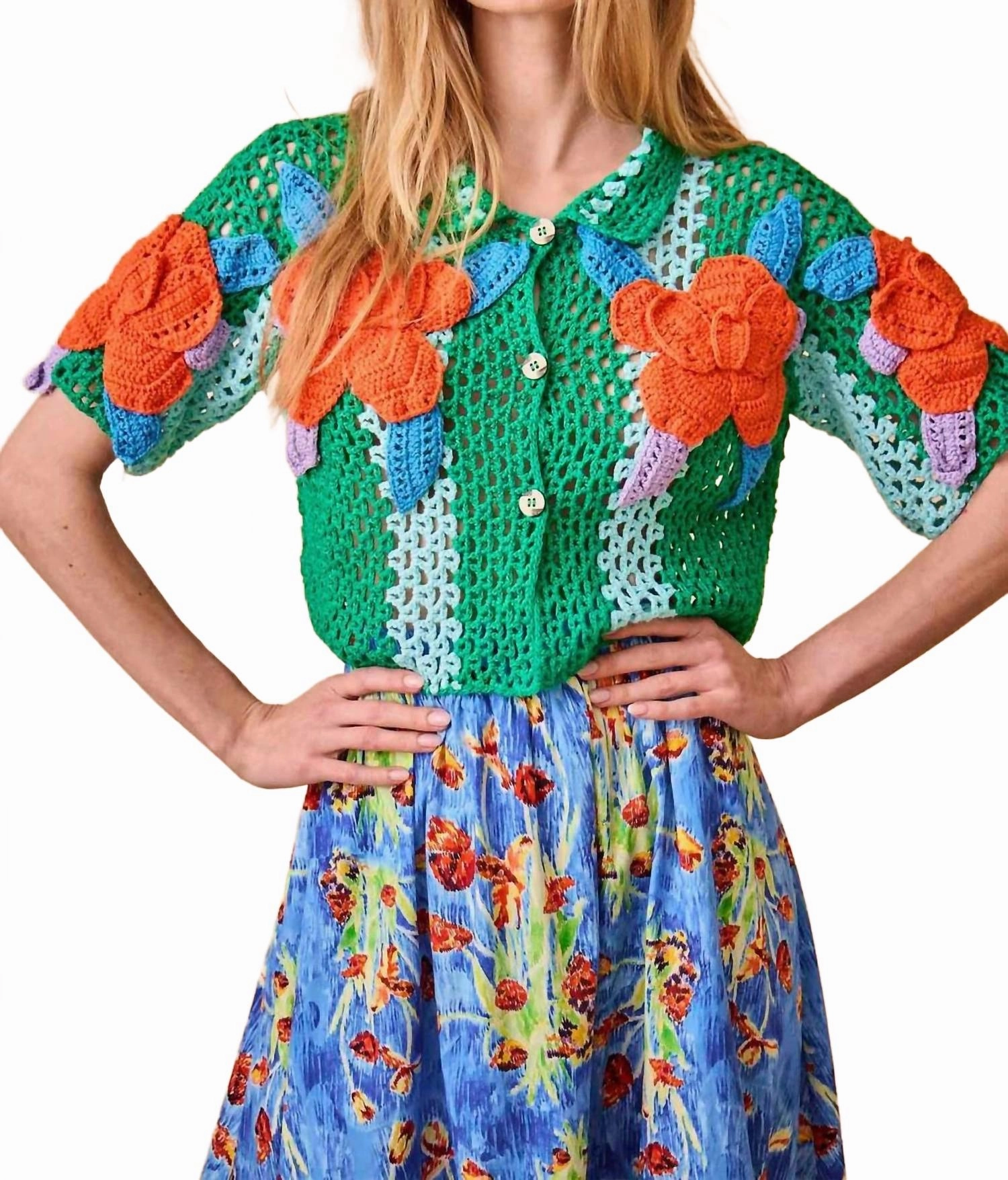 Chic Layering Stewart Short Sleeve Sweater In Teal