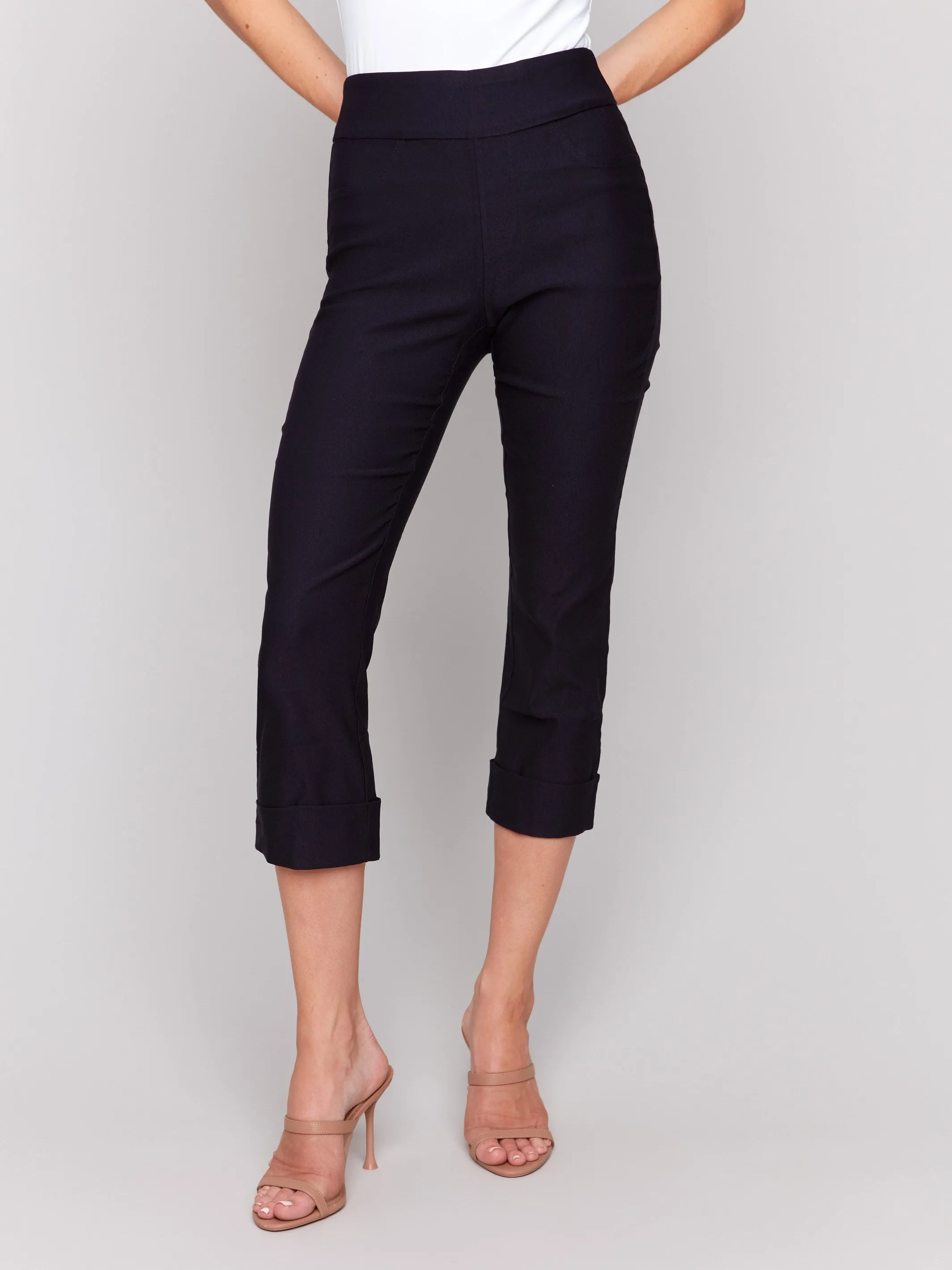 Stretch Pull-On Capri Pants - Navy Multi-Purpose Wear