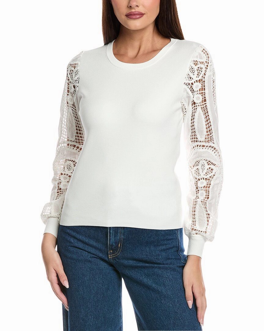 Elie Tahari The Margaret Lace Sweater Cozy Touch