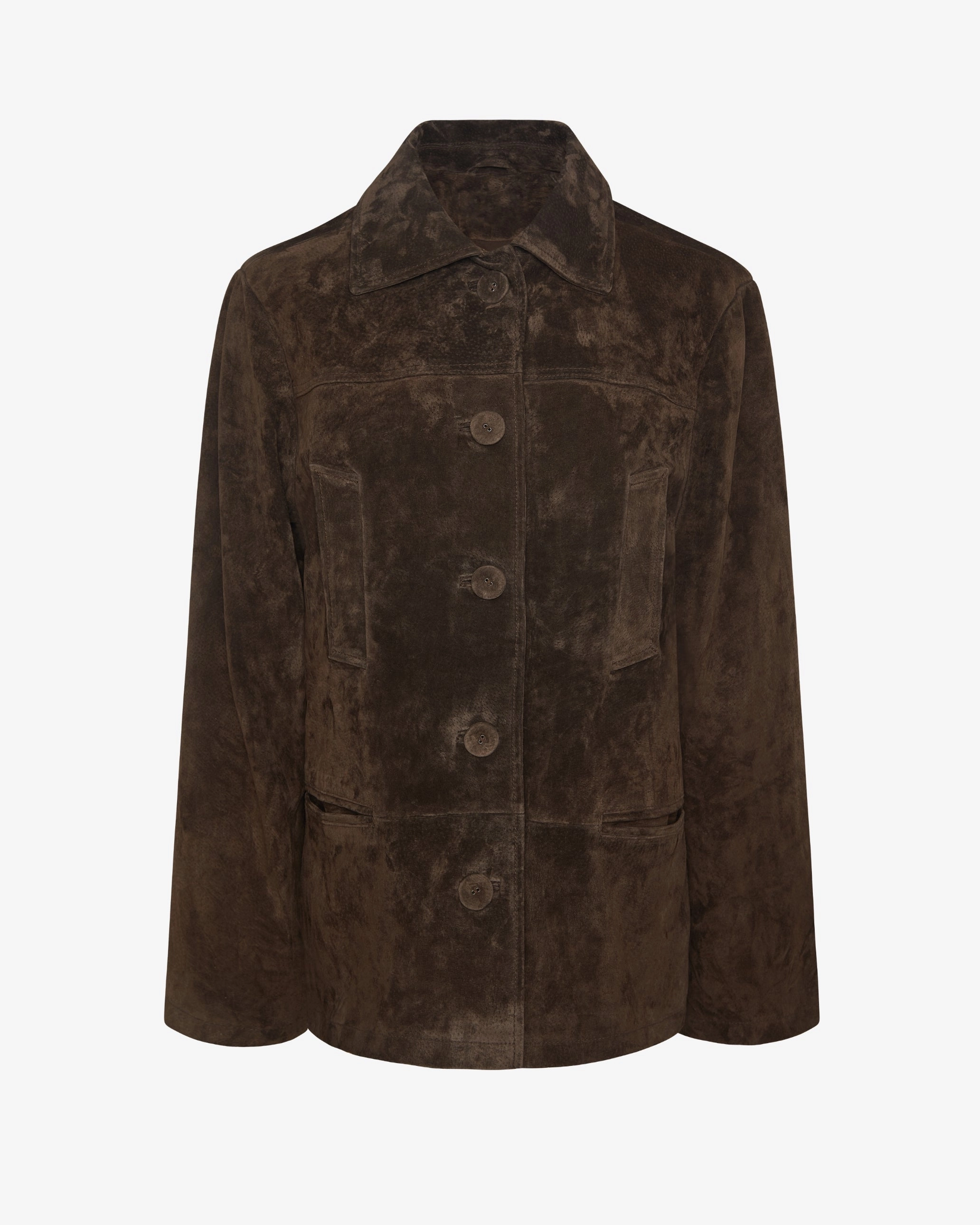 Frictionless Zipper Tracks Premium Suede Button Front Jacket