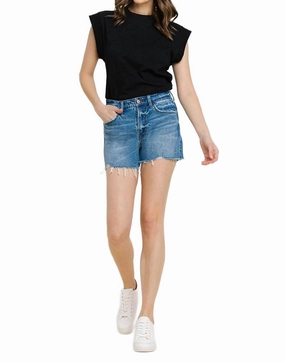 fall shorts High Rise Distressed Hem A-Line Shorts In Swan River