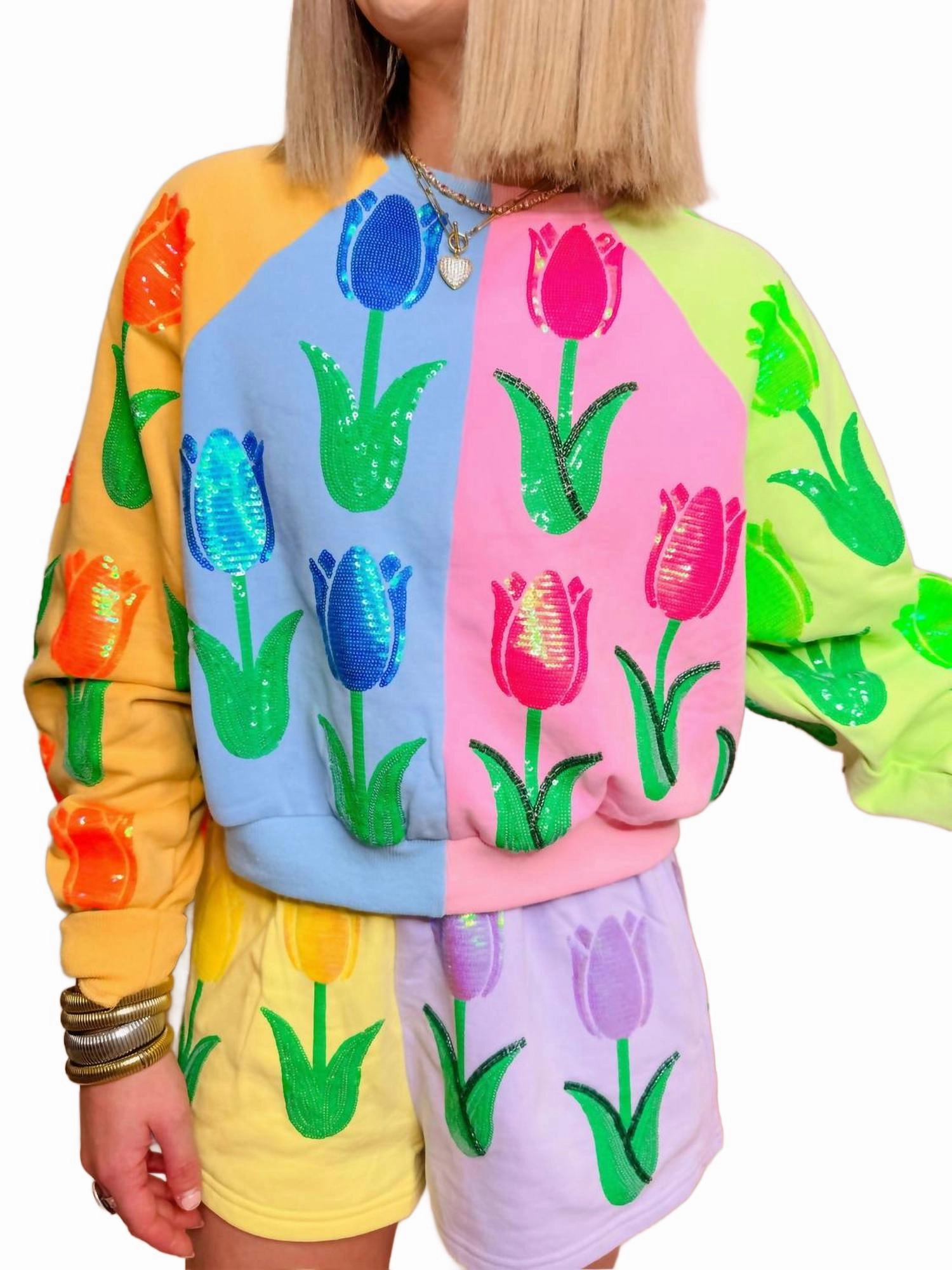 Seamless Waistband Fast Absorption Textile Neon Tulip Short In Multi