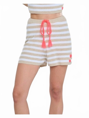 Breathable Cut Summer Lovin Drawstring Shorts In Chai/white