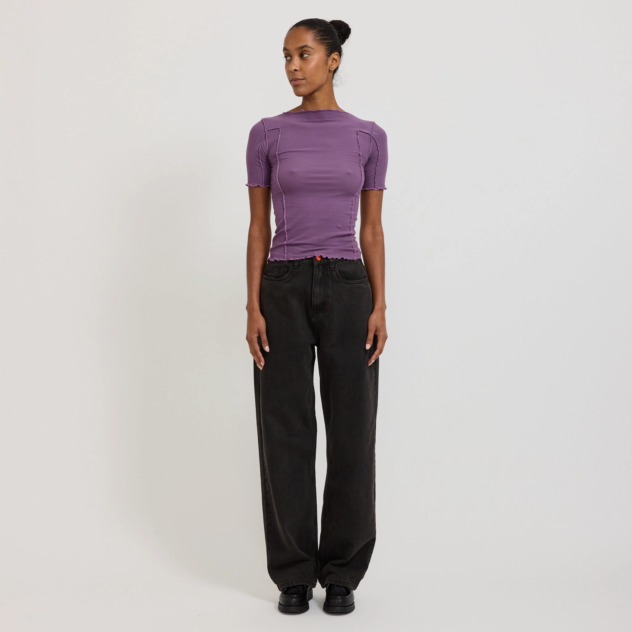 Super Loose Dark Grey Textured Family Style Autumn Days