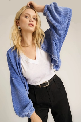 Too Cool Seamed Burnout Shrug Comfortable Layer