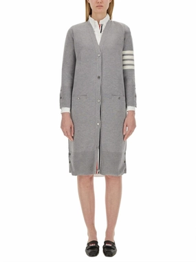 Timeless Knitwear Virgn Wool Cardigan Dress With Sporty Stripe Detail