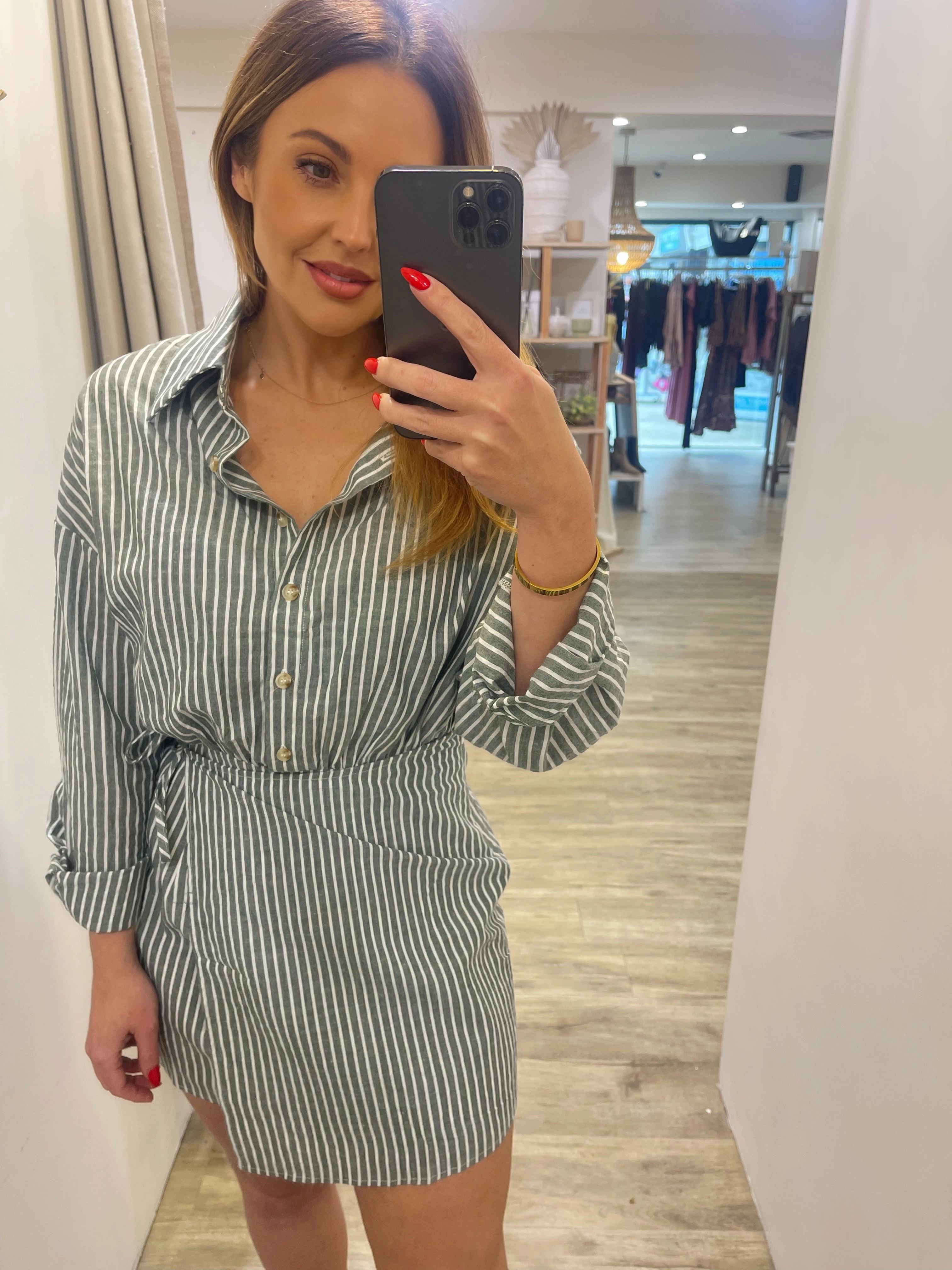 Fresh Fit KALLIINI MINI DRESS - GREEN STRIPE