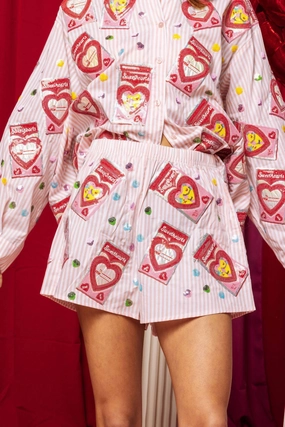 Flexible Side Panels Reinforced Stitching Sweetheart Box Cotton Shorts In Pink