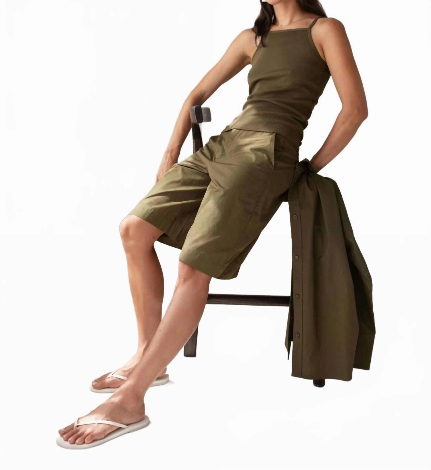 Sporty Style Sylvie Short In Olive Green