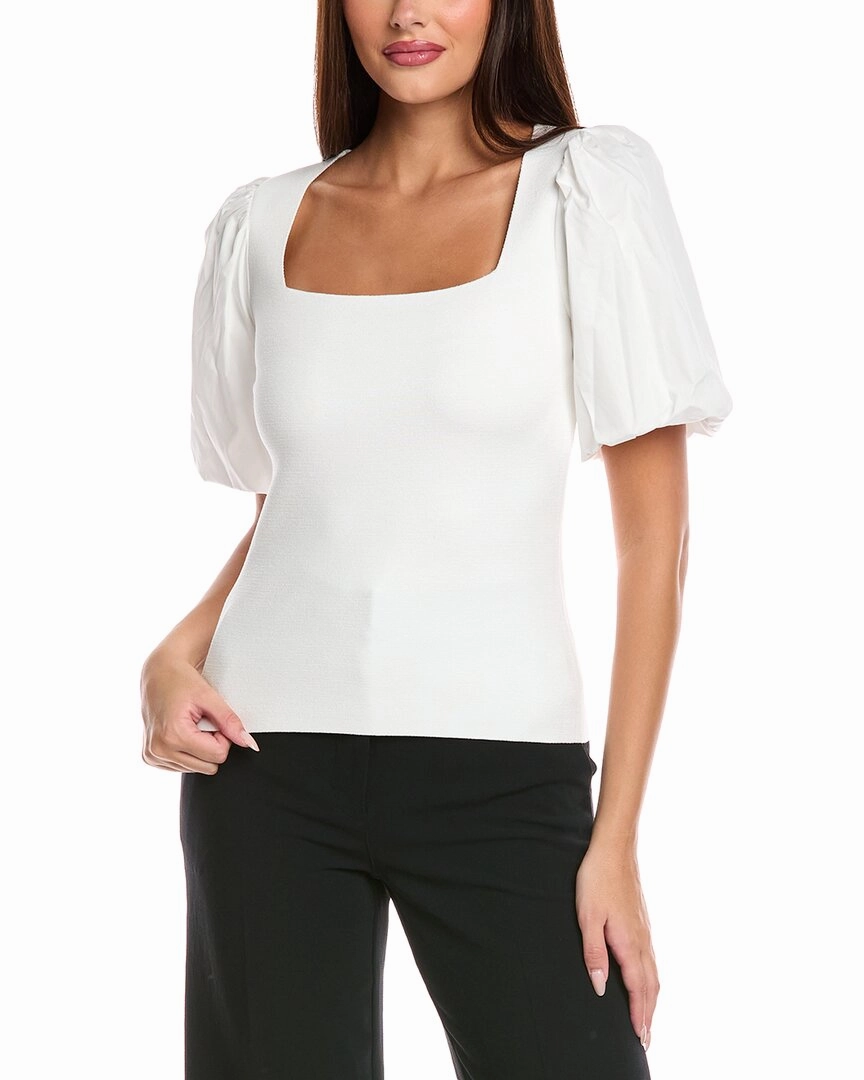 T Tahari Mixed Media Blouson Top Fade Resistant Finish Winter Knit Layer