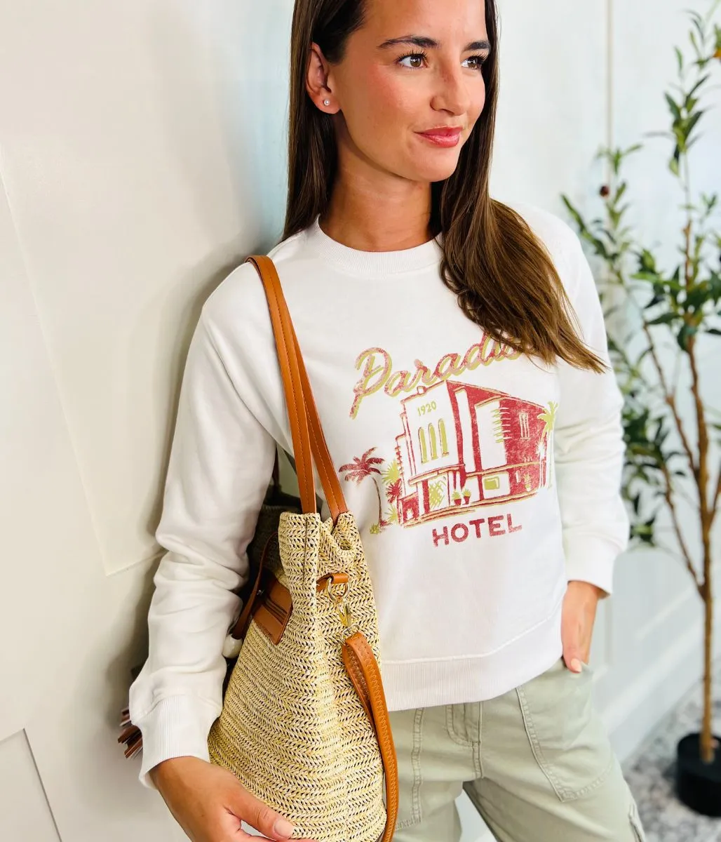 Cotton Paradiso Hotel Sweatshirt LayeredCollar HygienicCoating