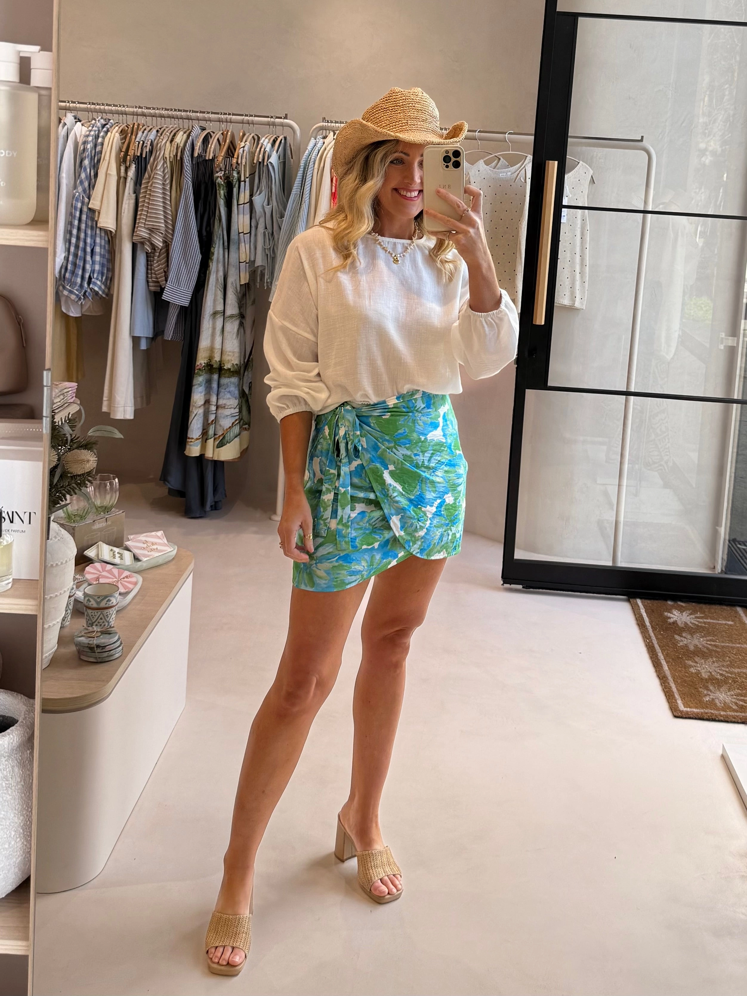 TANZI SKIRT - BLUE FLORAL Tiered hem