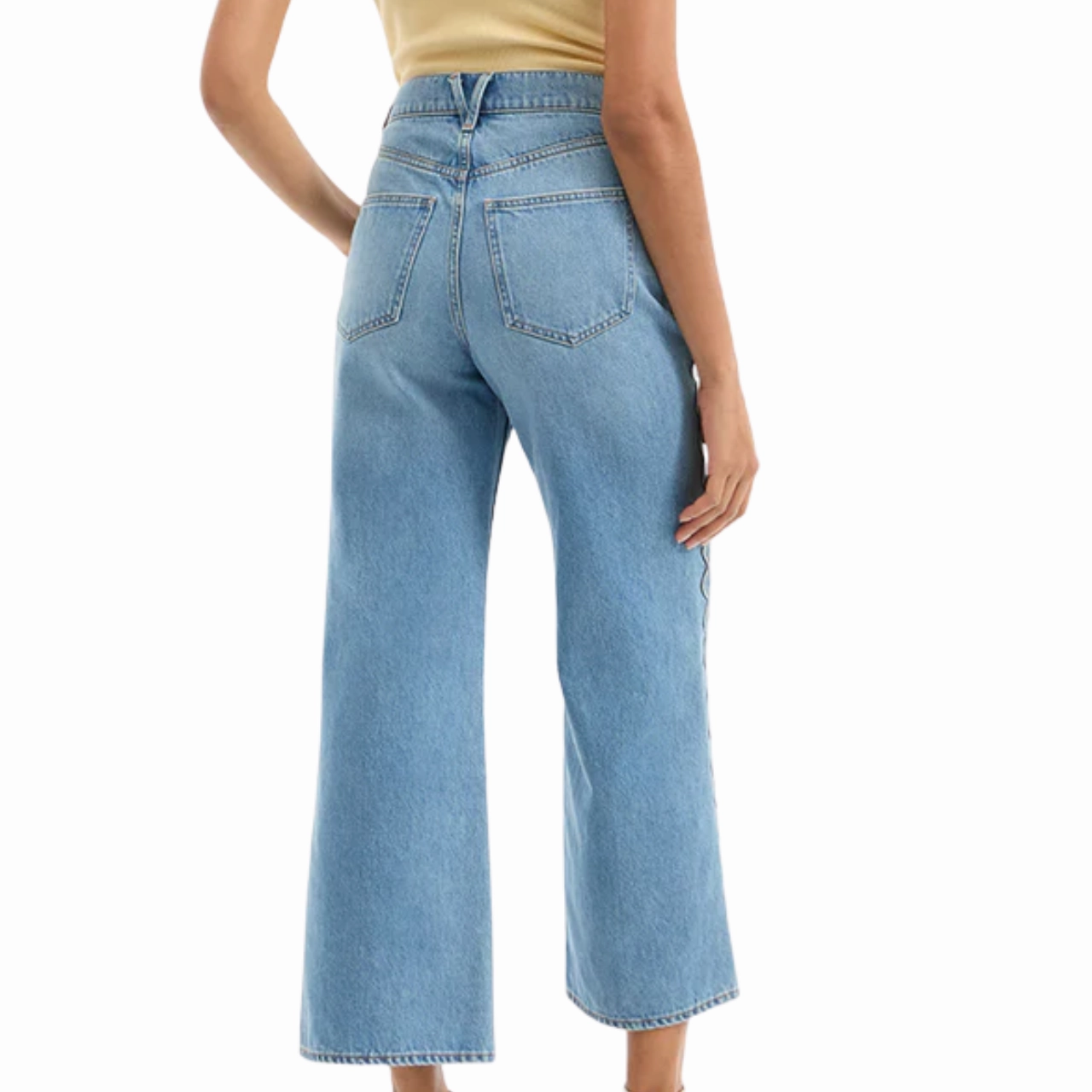 Light Washed Minimal Edge Taylor Cropped High Rise Nova