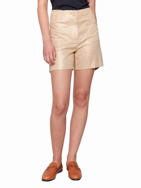 Foil Linen Shorts In Gold shorts set
