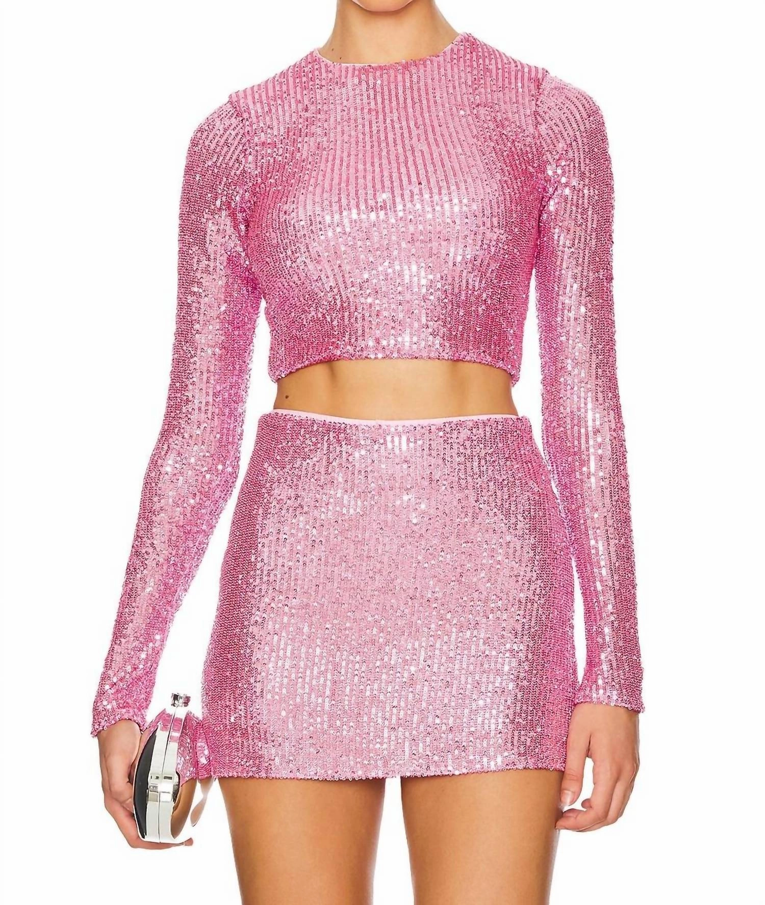 Rubberized Waistband All Night Skort In Party Pink Sequins