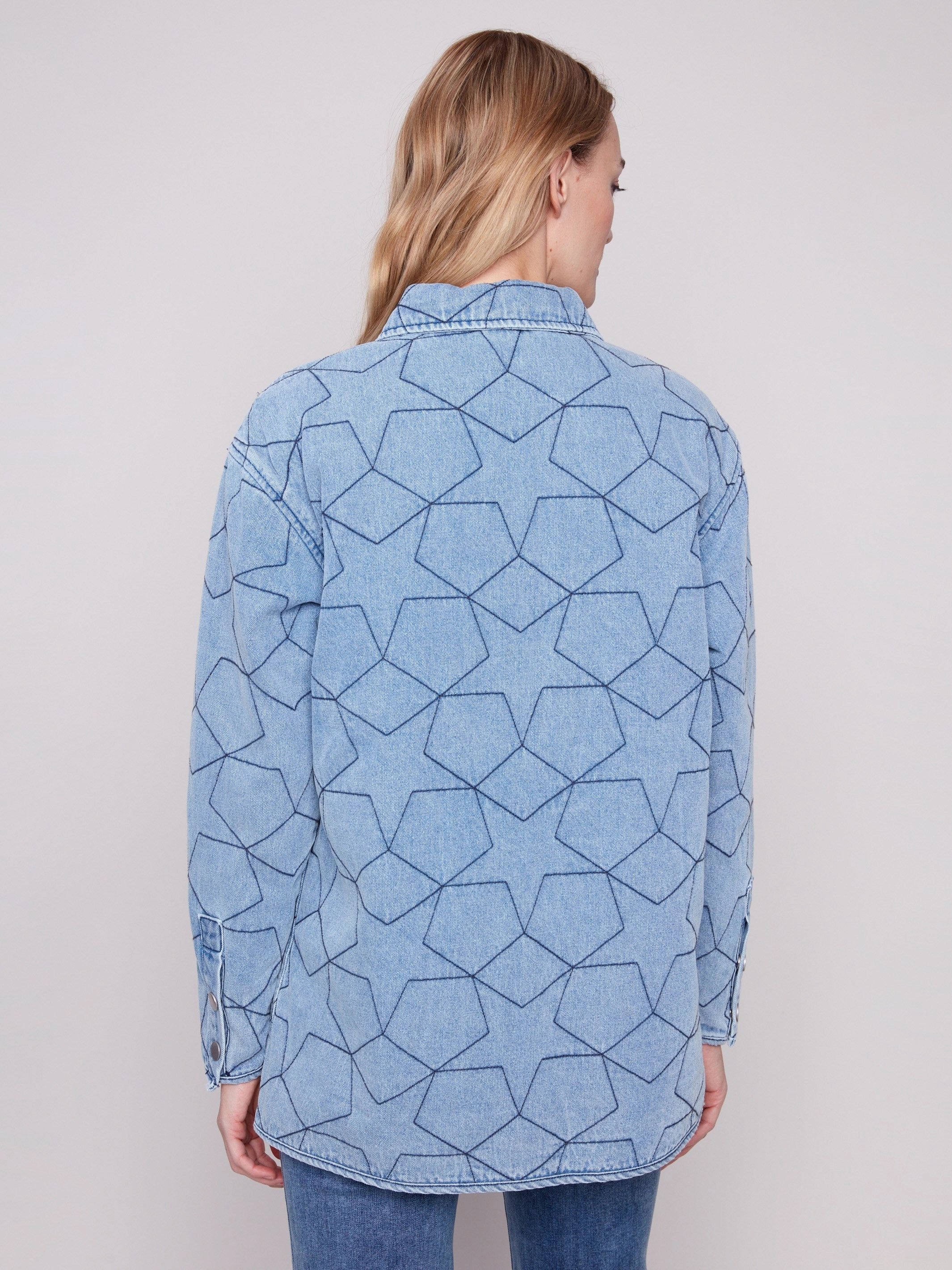 Star Quilted Denim Jacket - Light Blue Light Look